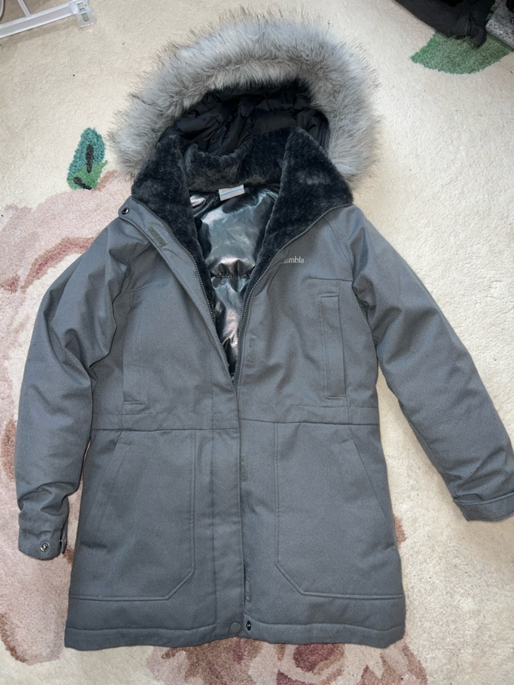Columbia Kids' Gray Faux-Fur Trim Winter Parka